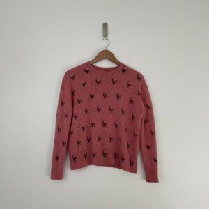 360 Cashmere Mauve Pink Skull Print Pullover Knit Sweater Size XS